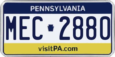 PA license plate MEC2880