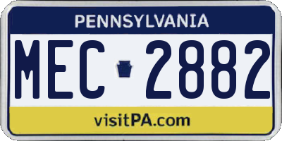 PA license plate MEC2882