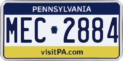PA license plate MEC2884