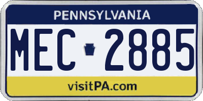 PA license plate MEC2885