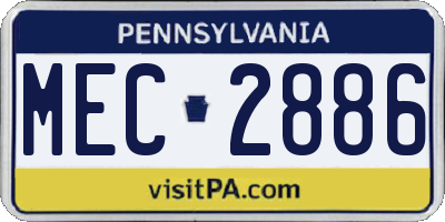 PA license plate MEC2886