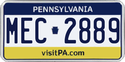 PA license plate MEC2889