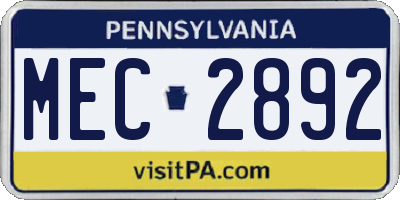 PA license plate MEC2892