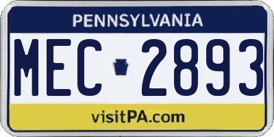 PA license plate MEC2893