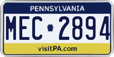 PA license plate MEC2894