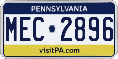 PA license plate MEC2896