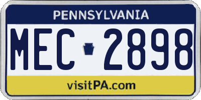 PA license plate MEC2898