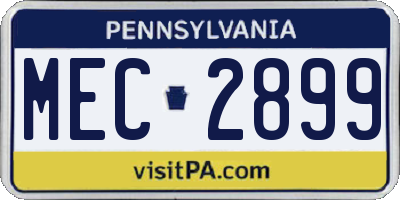 PA license plate MEC2899