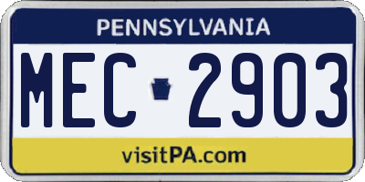 PA license plate MEC2903