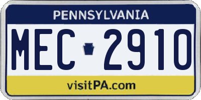 PA license plate MEC2910
