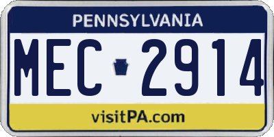 PA license plate MEC2914