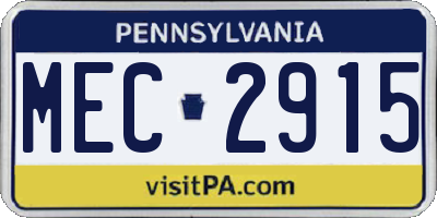 PA license plate MEC2915