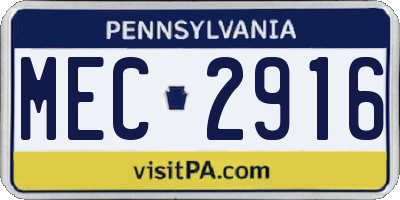 PA license plate MEC2916