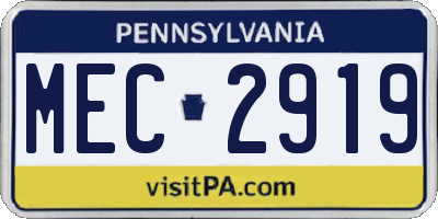 PA license plate MEC2919