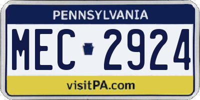 PA license plate MEC2924