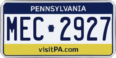 PA license plate MEC2927