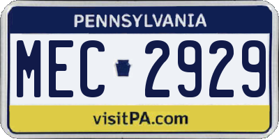 PA license plate MEC2929