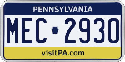 PA license plate MEC2930