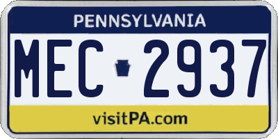 PA license plate MEC2937