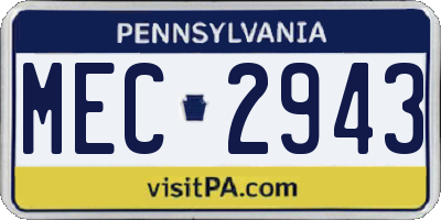 PA license plate MEC2943