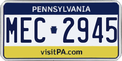 PA license plate MEC2945