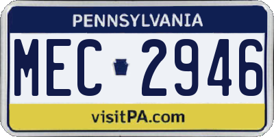 PA license plate MEC2946