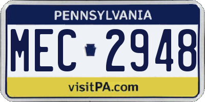 PA license plate MEC2948