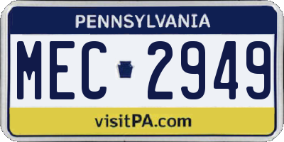 PA license plate MEC2949