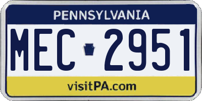 PA license plate MEC2951