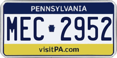 PA license plate MEC2952