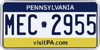 PA license plate MEC2955