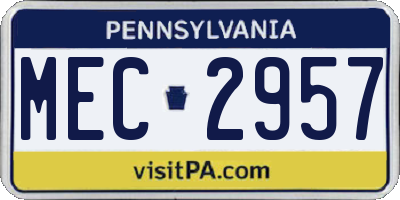 PA license plate MEC2957