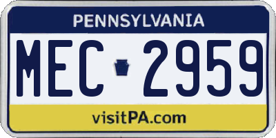 PA license plate MEC2959