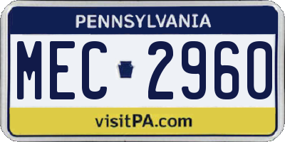 PA license plate MEC2960
