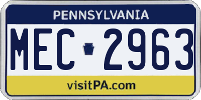 PA license plate MEC2963
