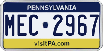 PA license plate MEC2967