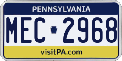 PA license plate MEC2968