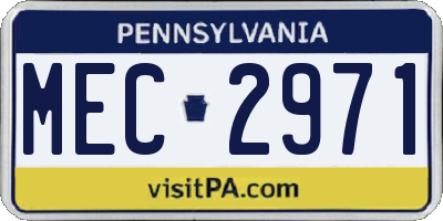 PA license plate MEC2971