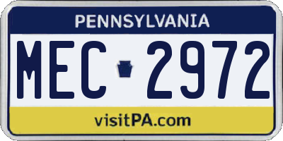 PA license plate MEC2972