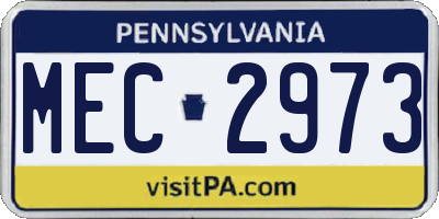 PA license plate MEC2973