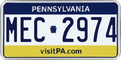 PA license plate MEC2974