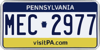 PA license plate MEC2977