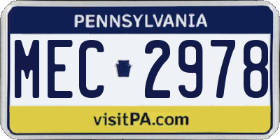 PA license plate MEC2978