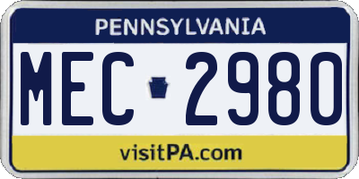 PA license plate MEC2980