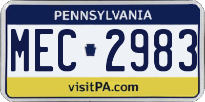 PA license plate MEC2983