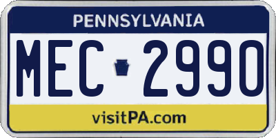 PA license plate MEC2990