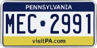 PA license plate MEC2991