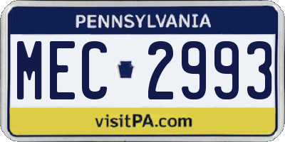 PA license plate MEC2993