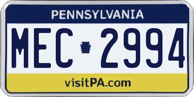 PA license plate MEC2994
