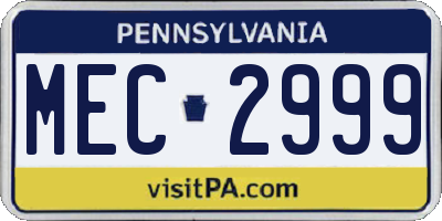 PA license plate MEC2999